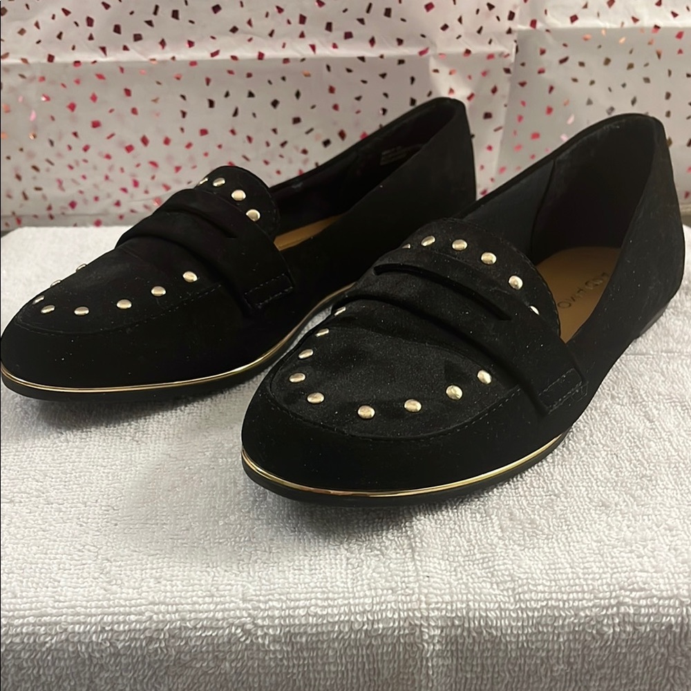 Black Studded Loafers